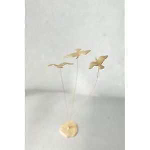 Brass Trio of Birds on wire with base